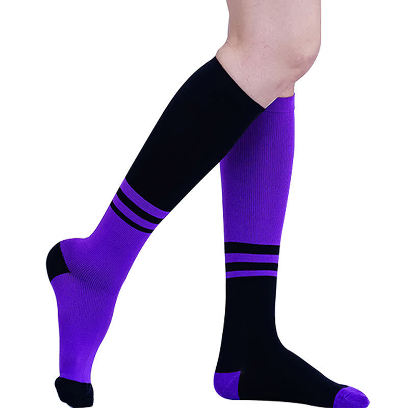 Chaussettes de compression à rayures et blocs de couleurs (4 paires)