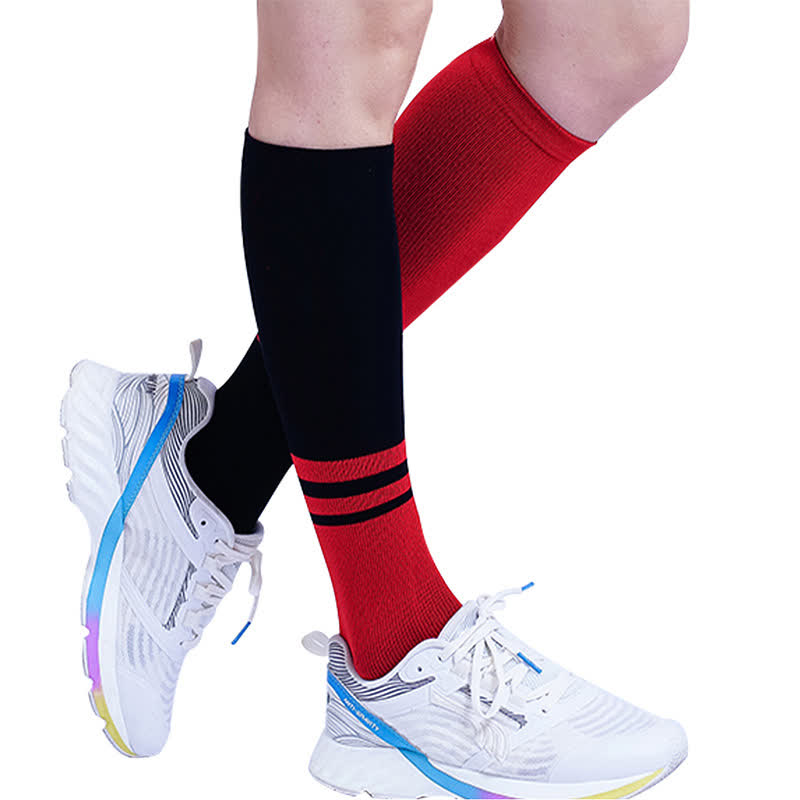 Chaussettes de compression à rayures et blocs de couleurs (4 paires)