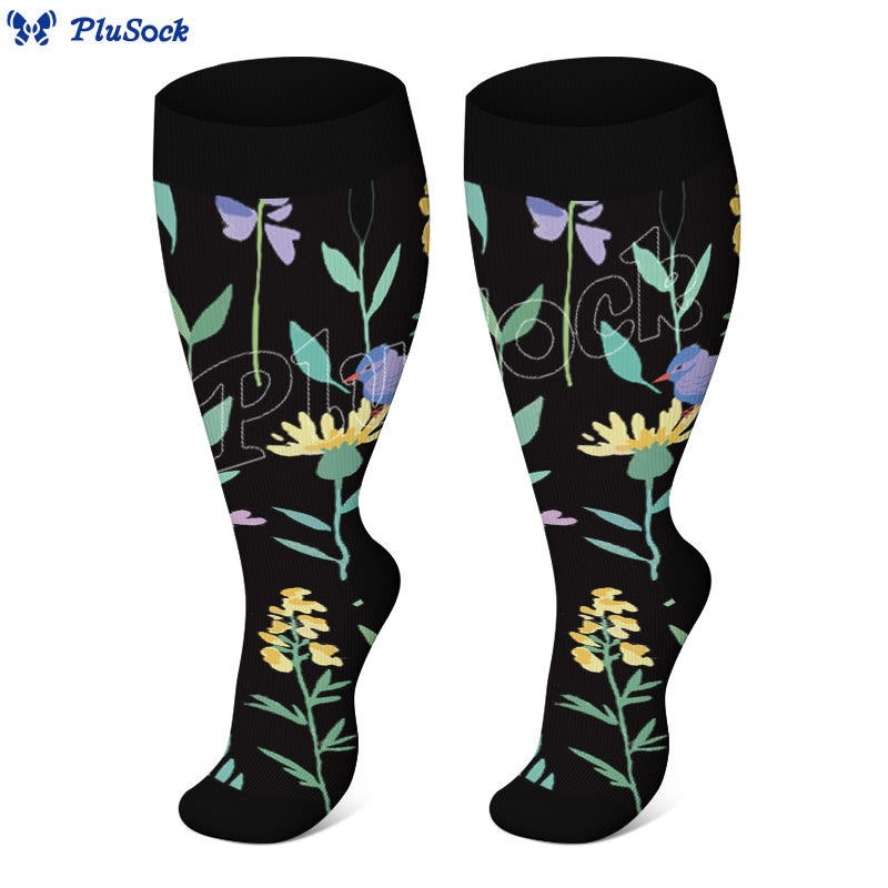 Chaussettes de compression à fleurs peintes grande taille (3 paires) - image 4