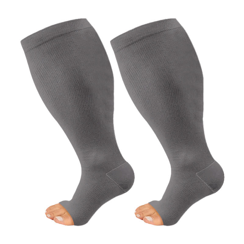 Chaussettes de compression à bout ouvert bleu marine et rose grande taille (3 paires) - image 7