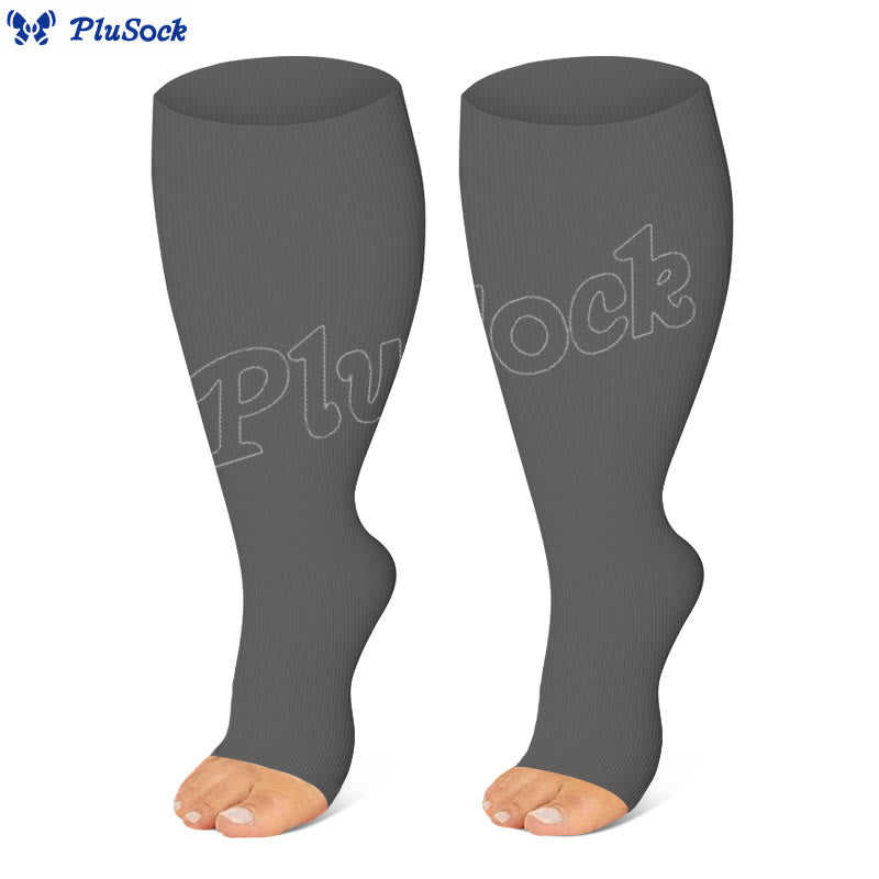 Chaussettes de compression à bout ouvert, grandes tailles, noires, blanches et grises (3 paires) - image 5