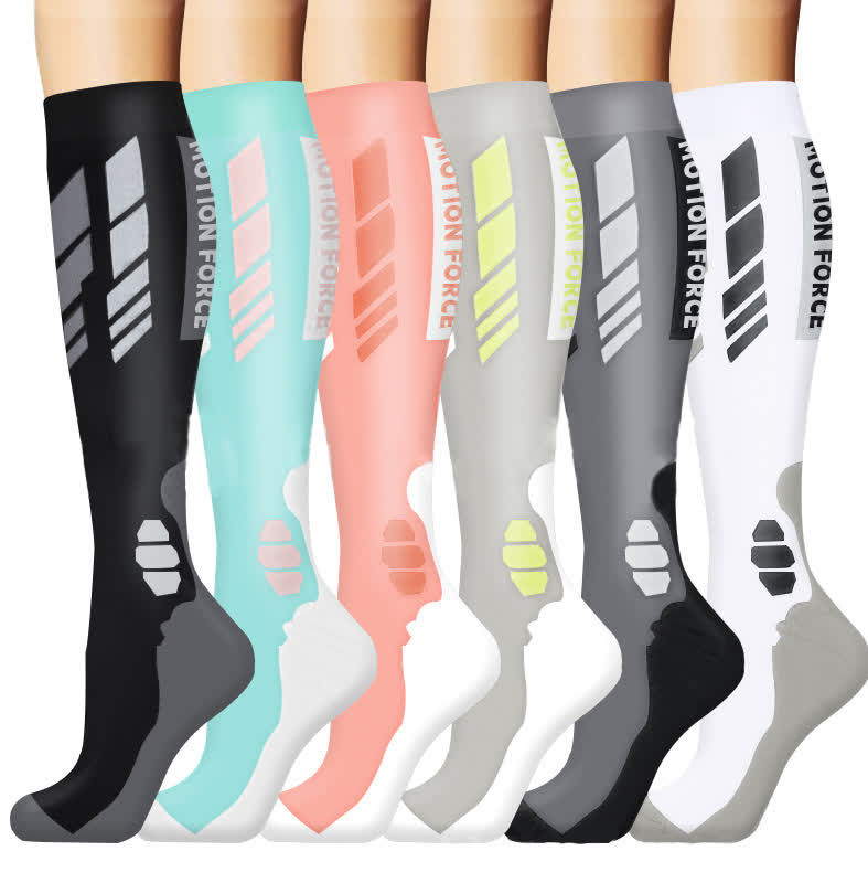 Chaussettes de compression de course à pied Color Block (6 paires)