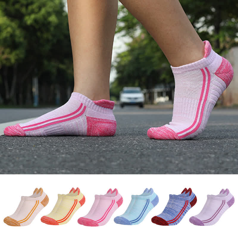Chaussettes respirantes anti-transpiration en coton à rayures colorées (6 paires)