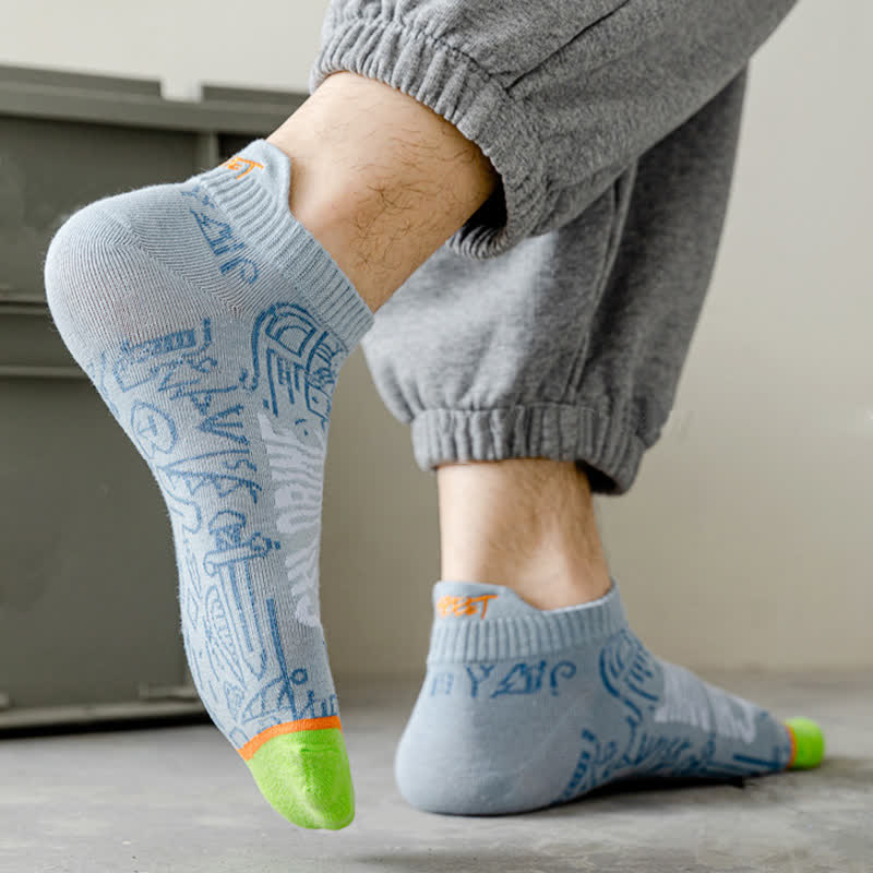 Chaussettes respirantes en coton à motifs artistiques (5 paires)