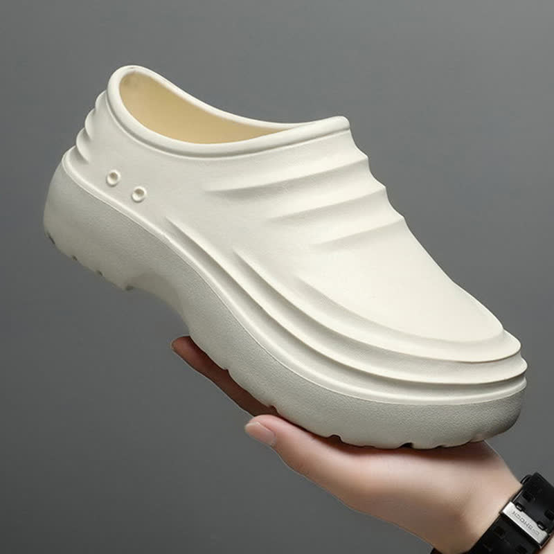 Chaussures de cuisine à semelle souple, antidérapantes et imperméables, de couleur unie