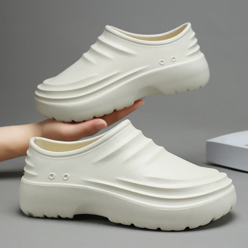 Chaussures de cuisine à semelle souple, antidérapantes et imperméables, de couleur unie