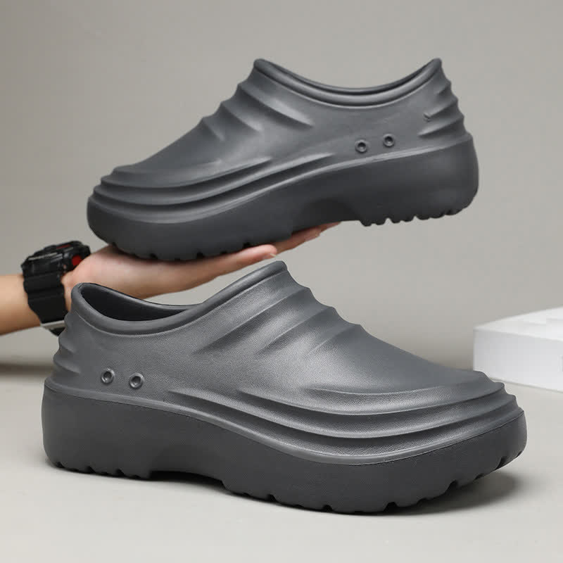 Chaussures de cuisine à semelle souple, antidérapantes et imperméables, de couleur unie