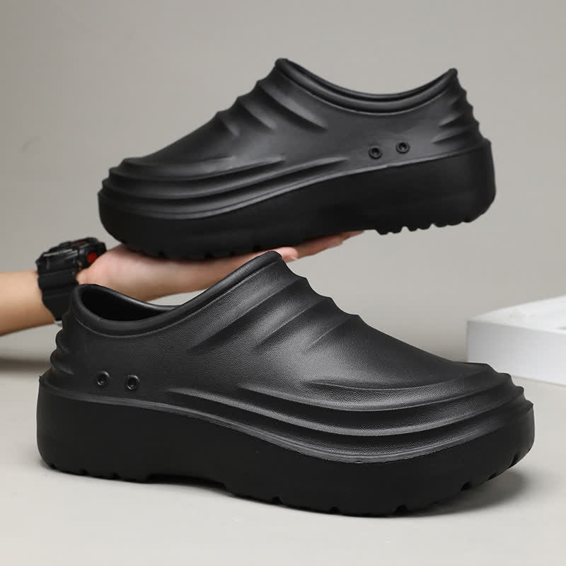 Chaussures de cuisine à semelle souple, antidérapantes et imperméables, de couleur unie