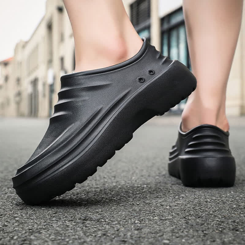 Chaussures de cuisine à semelle souple, antidérapantes et imperméables, de couleur unie