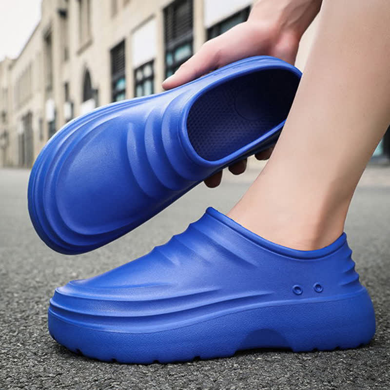 Chaussures de cuisine à semelle souple, antidérapantes et imperméables, de couleur unie