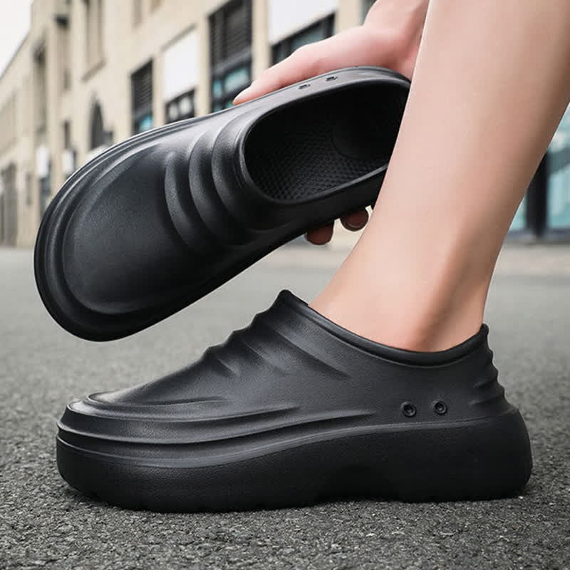 Chaussures de cuisine à semelle souple, antidérapantes et imperméables, de couleur unie