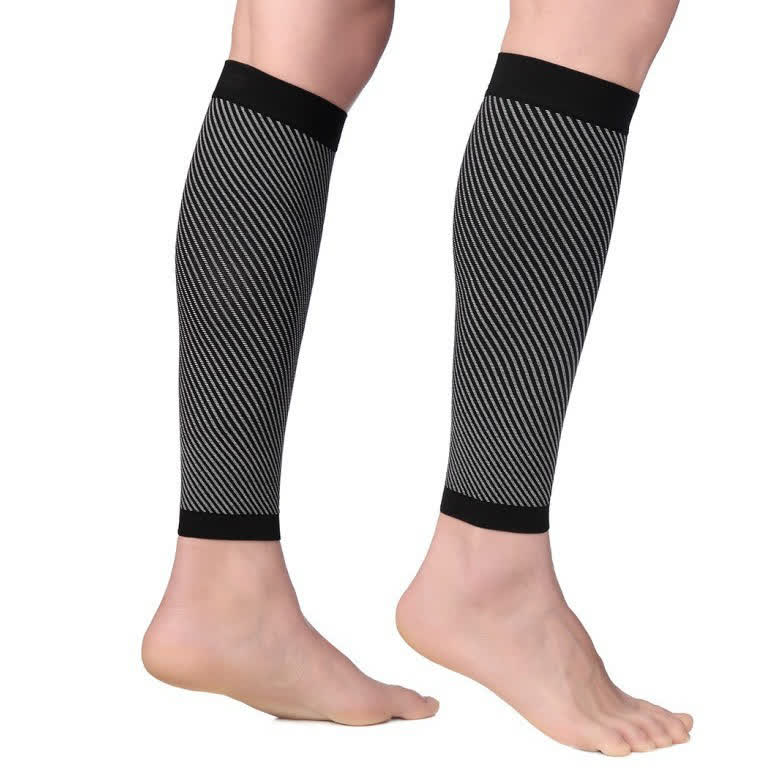 Manchons de compression rayés pour mollets (2 paires)