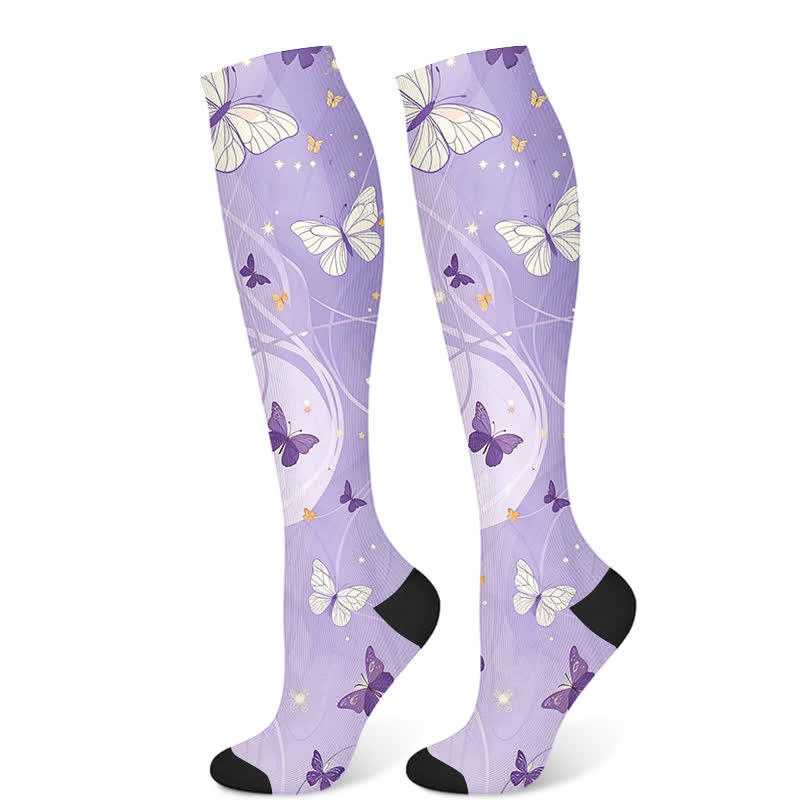 Chaussettes de compression à motif floral, papillon et chat (3 paires) - Papillon (1 paire) - S/M - image 7