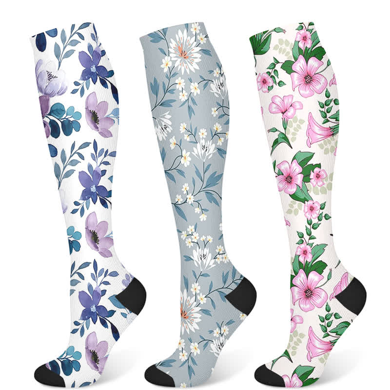 Chaussettes de compression luxueuses à fleurs (3 paires) - Multicolore - S/M - image 5