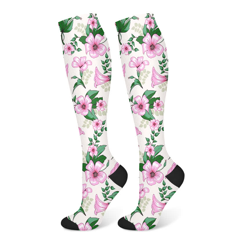 Chaussettes de compression luxueuses à fleurs (3 paires) - Rose (1 paire) - S/M - image 8
