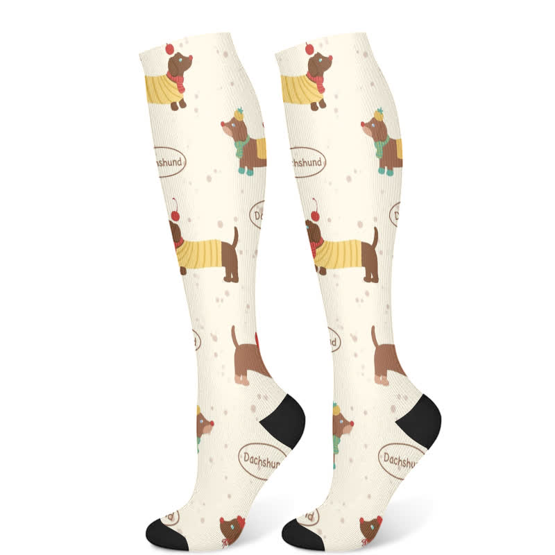Chaussettes de compression à imprimé chien (3 paires) - Jaune (1 paire) - S/M - image 6