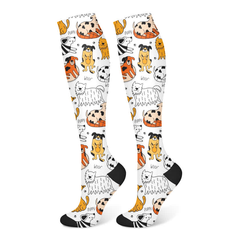 Chaussettes de compression à imprimé chien (3 paires) - Blanc (1 paire) - S/M - image 7