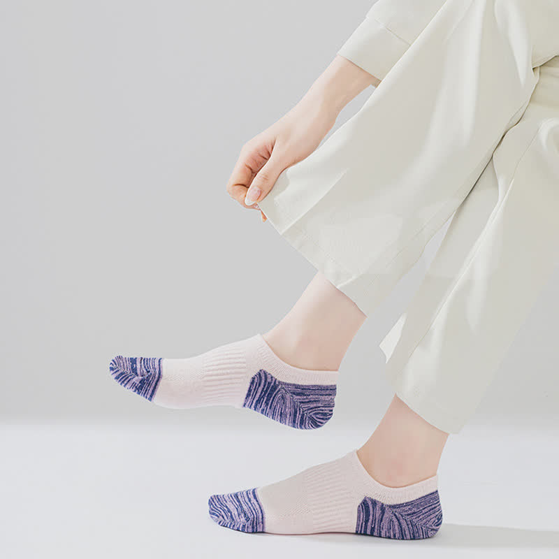 Chaussettes de compression respirantes de couleur contrastée pour le sport (5 paires)