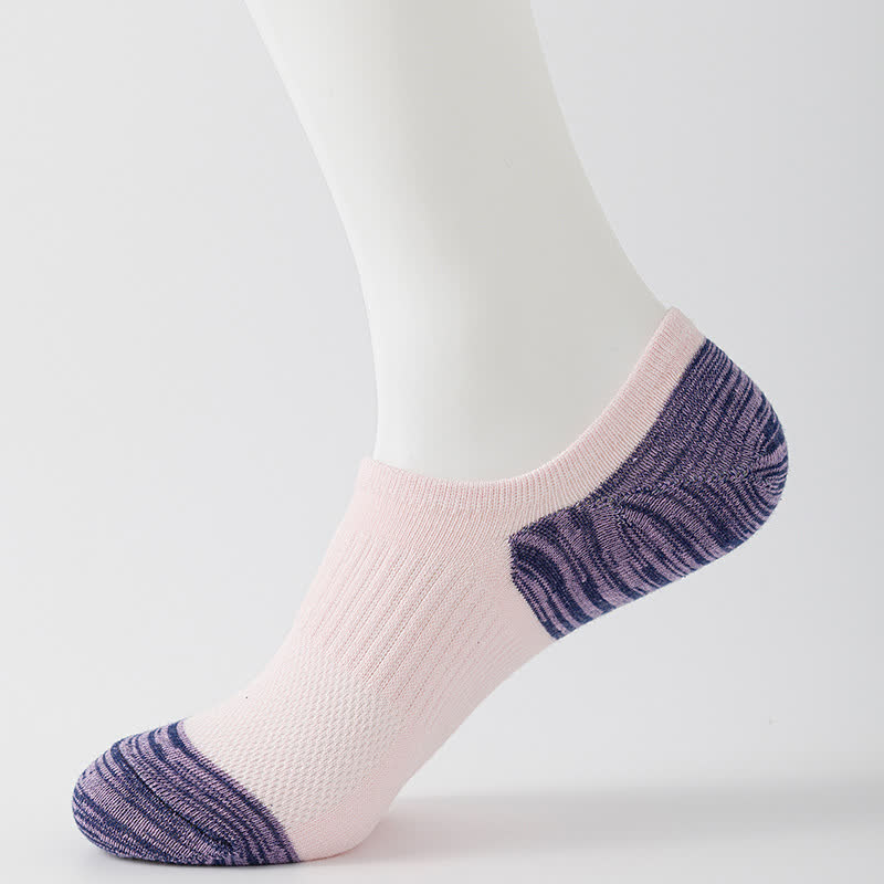 Chaussettes de compression respirantes de couleur contrastée pour le sport (5 paires)