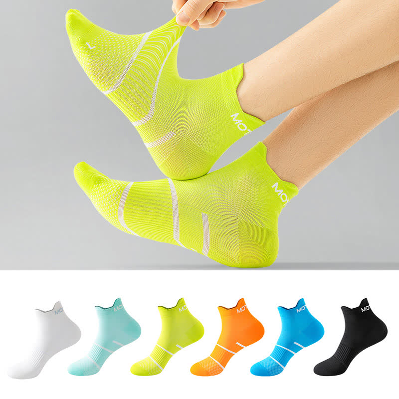 Chaussettes de compression respirantes à la cheville, fines et de couleur unie (6 paires)