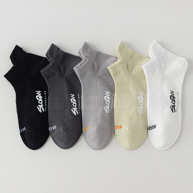 Chaussettes de sport fines en maille à imprimé lettre (5 paires)