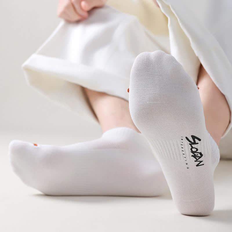 Chaussettes de sport fines en coton imprimé lettre (5 paires)