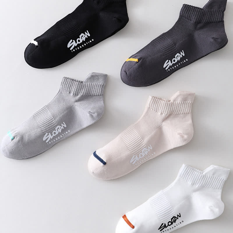 Chaussettes de sport fines en coton imprimé lettre (5 paires)