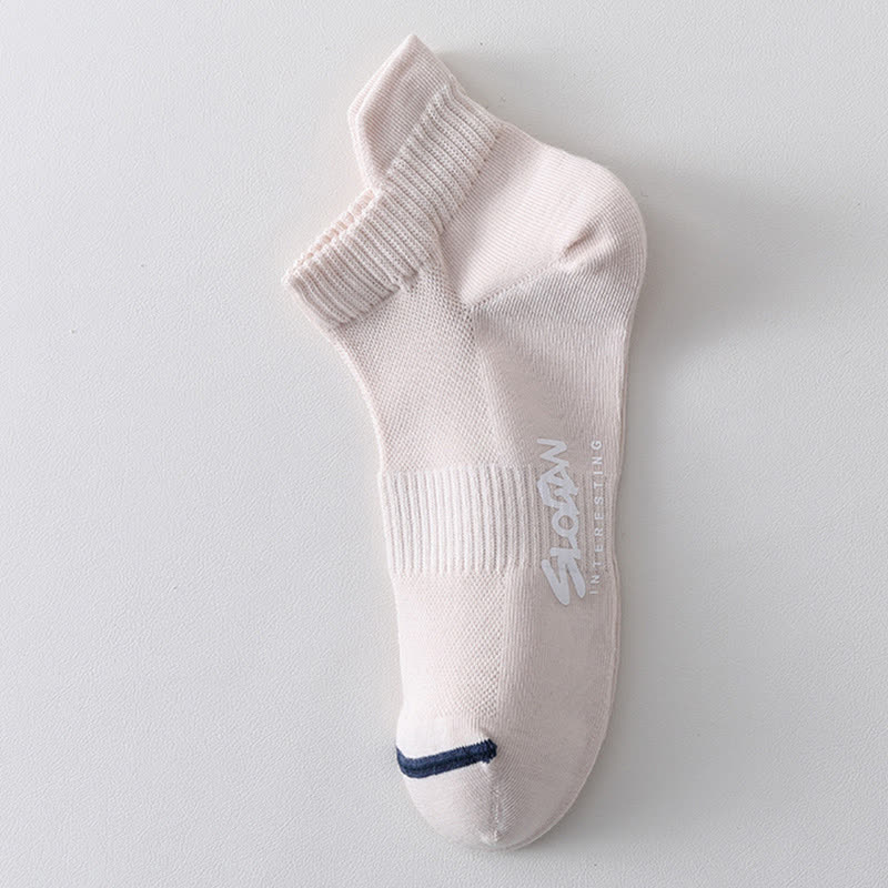 Chaussettes de sport fines en coton imprimé lettre (5 paires)