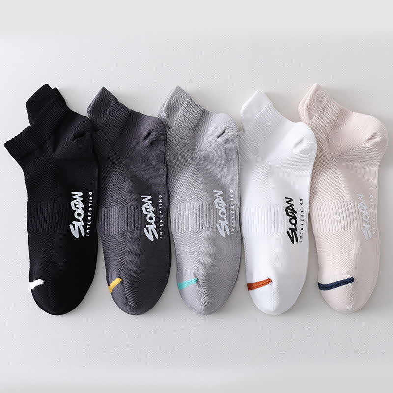 Chaussettes de sport fines en coton imprimé lettre (5 paires)