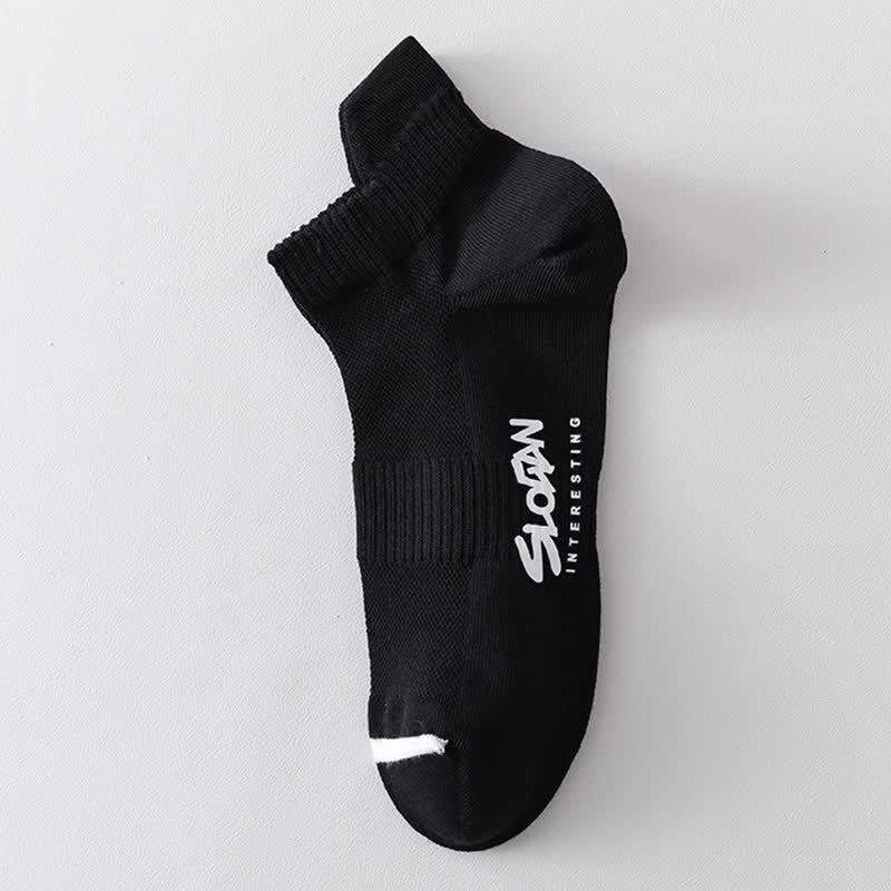 Chaussettes de sport fines en coton imprimé lettre (5 paires)