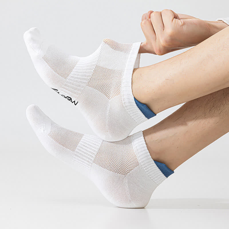 Chaussettes montantes en coton à imprimé lettres et blocs de couleur (5 paires)
