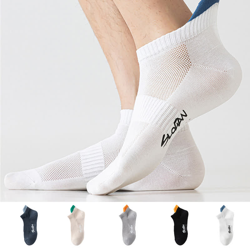 Chaussettes montantes en coton à imprimé lettres et blocs de couleur (5 paires)