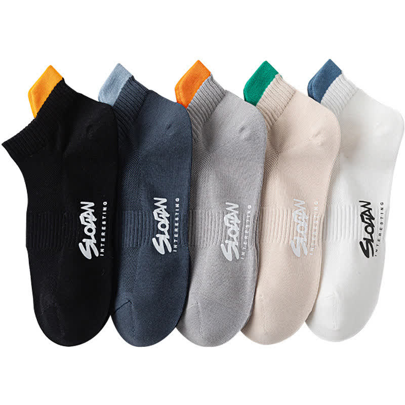 Chaussettes montantes en coton à imprimé lettres et blocs de couleur (5 paires)