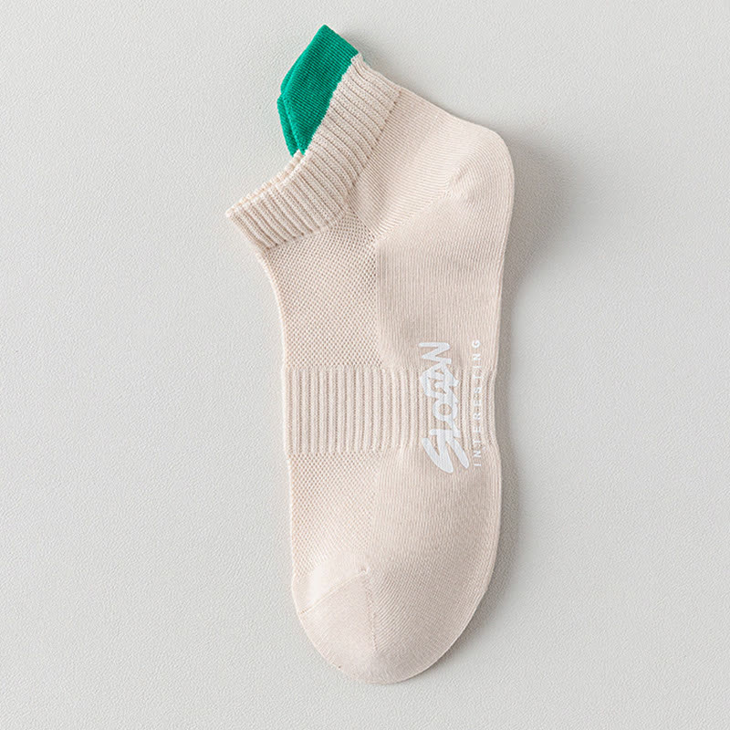 Chaussettes montantes en coton à imprimé lettres et blocs de couleur (5 paires)