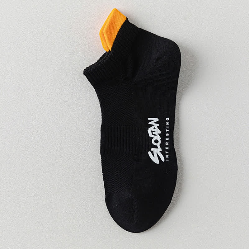 Chaussettes montantes en coton à imprimé lettres et blocs de couleur (5 paires)