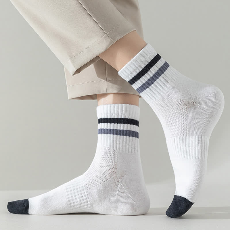 Chaussettes rayées en coton grande taille (5 paires)