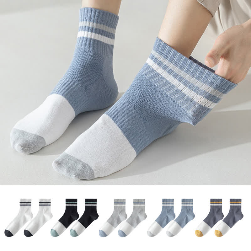 Chaussettes rayées en coton grande taille (5 paires)