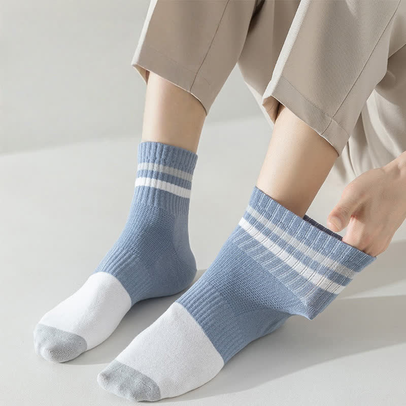 Chaussettes rayées en coton grande taille (5 paires)