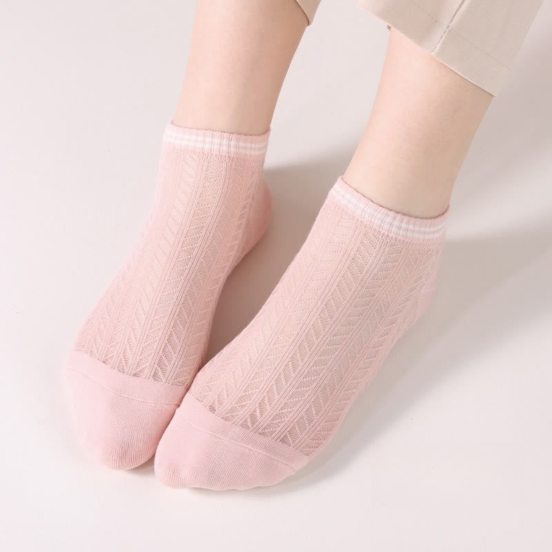 Chaussettes à carreaux de couleur unie (8 paires) - Rose - EU36-40 (US3-7) - image 12