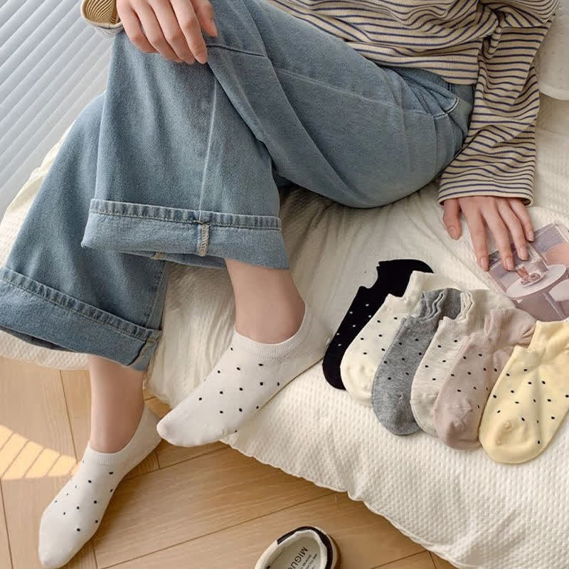 Chaussettes simples à pois de couleur unie (6 paires)