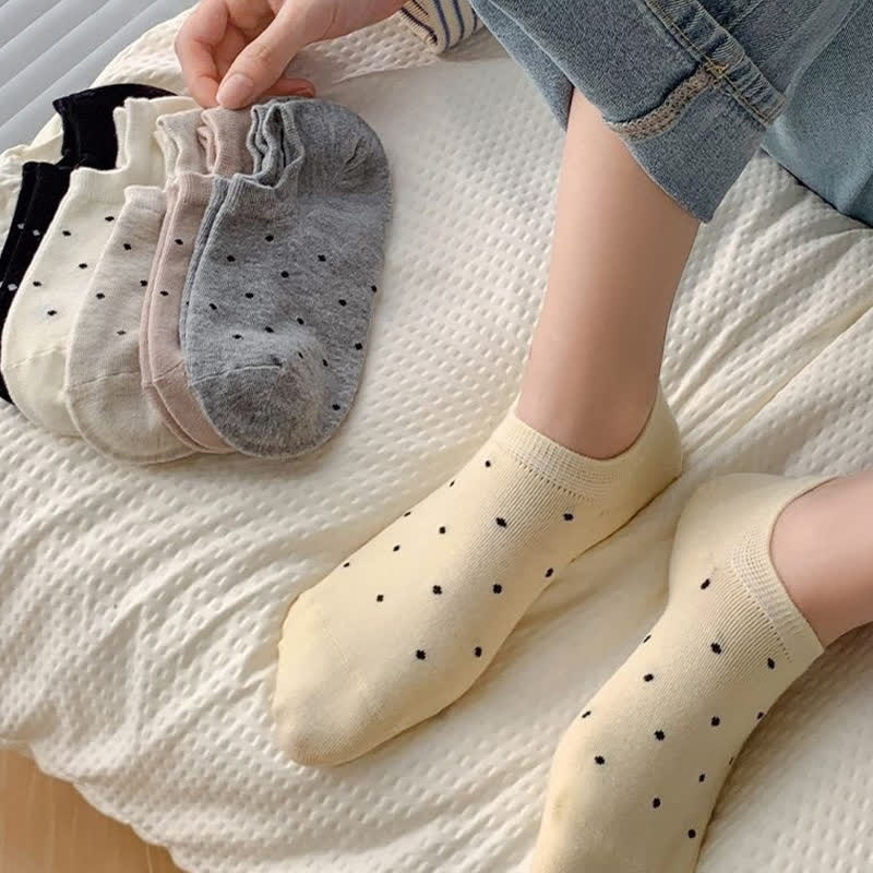 Chaussettes simples à pois de couleur unie (6 paires)