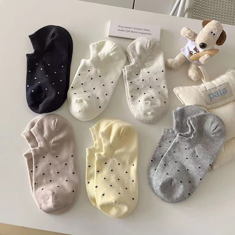 Chaussettes simples à pois de couleur unie (6 paires)