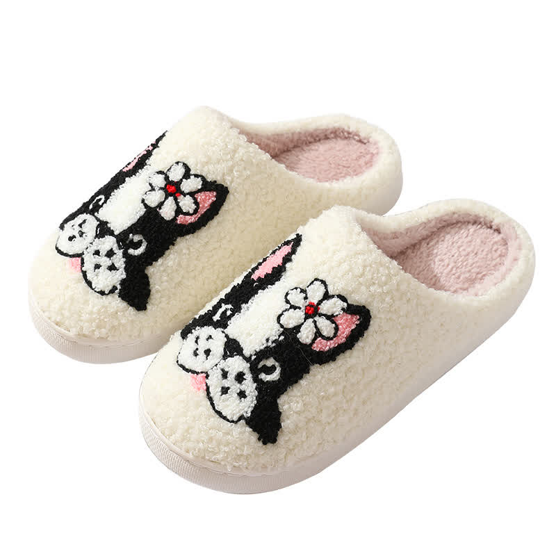 Chaussons moelleux à motif de chien et de fleur - image 4