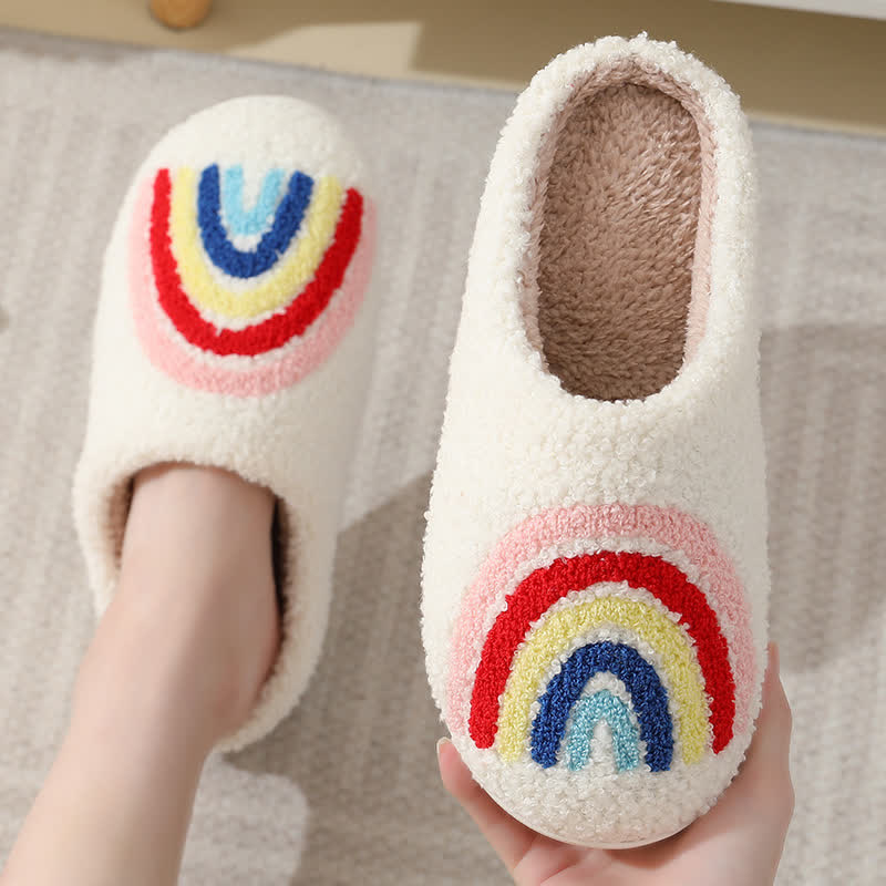 Chaussons moelleux à imprimé arc-en-ciel