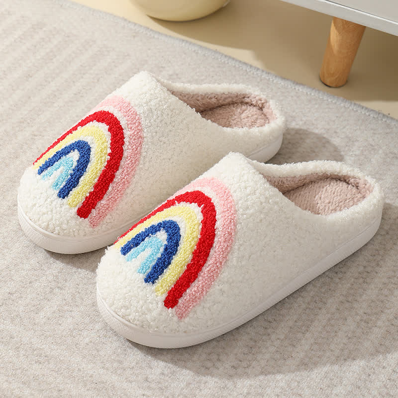 Chaussons moelleux à imprimé arc-en-ciel