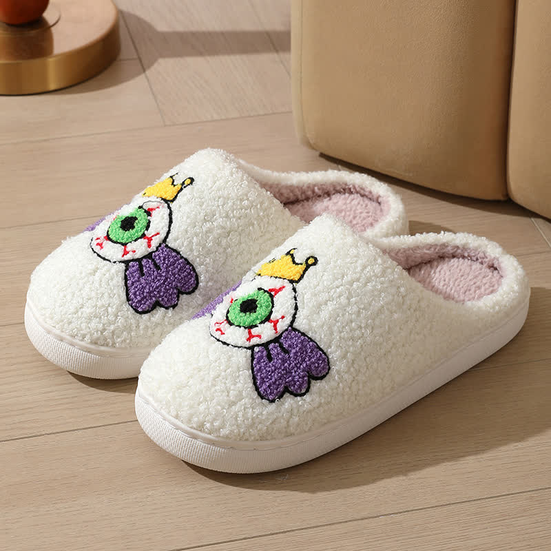 Chaussons moelleux à imprimé yeux amusants - Blanc - EU43-44 (US9-10) - image 4