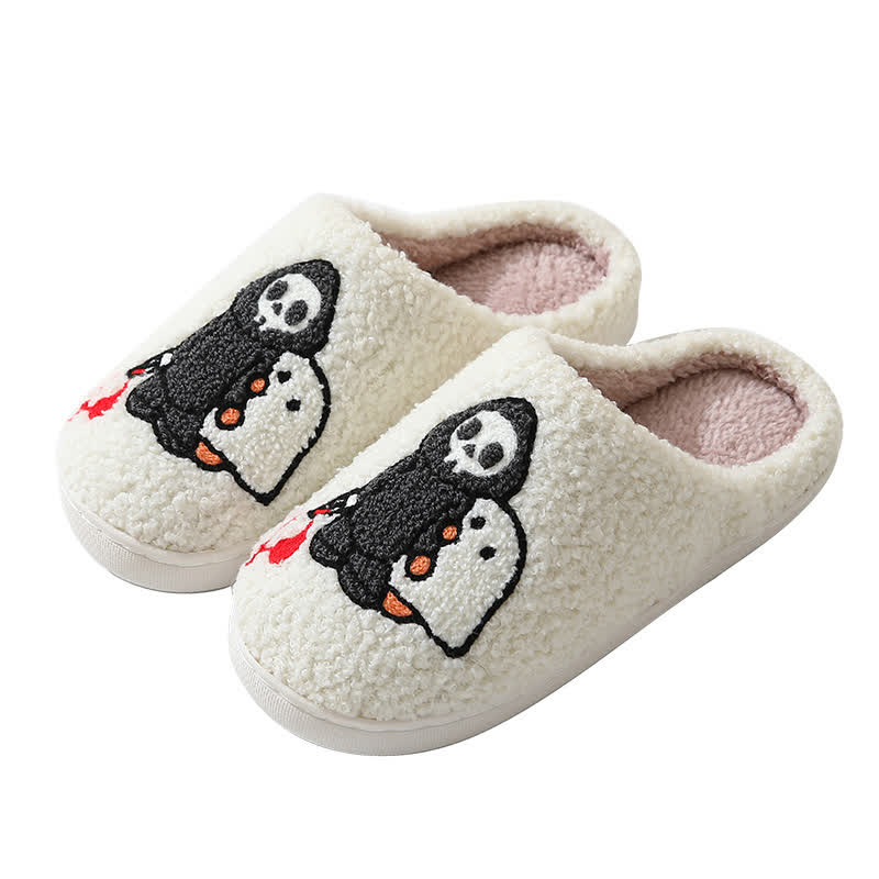 Chaussons moelleux à imprimé fantôme et crâne de dessin animé - image 11