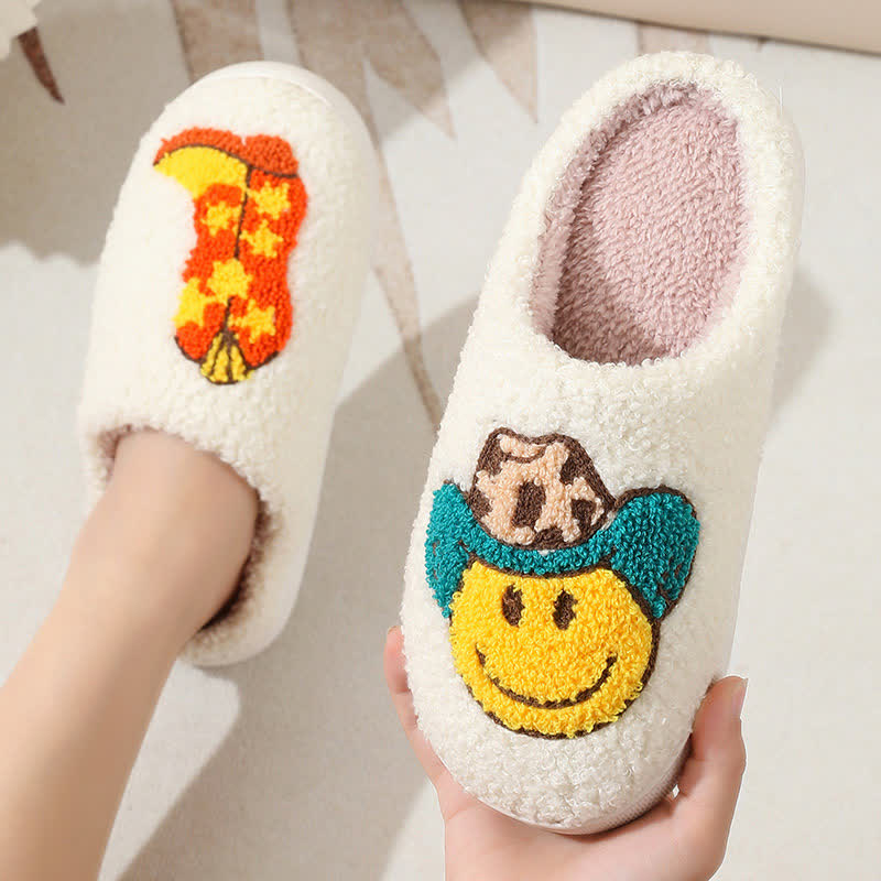 Chaussons moelleux à imprimé emoji mignon