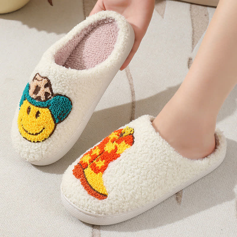 Chaussons moelleux à imprimé emoji mignon