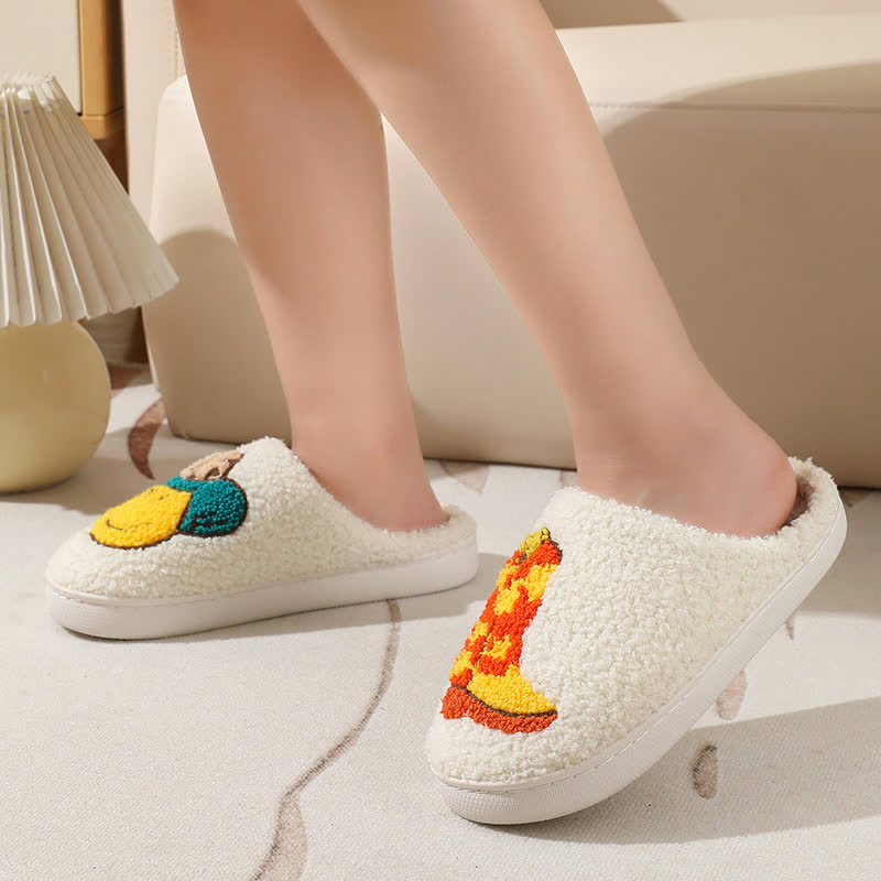 Chaussons moelleux à imprimé emoji mignon